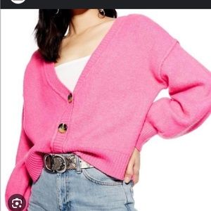 Topshop oversized button cardigan in pink